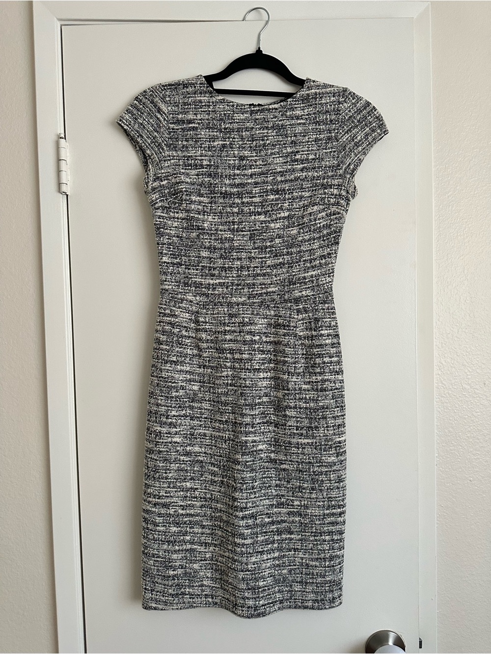 Aqua Black & White Tweed Midi Dress